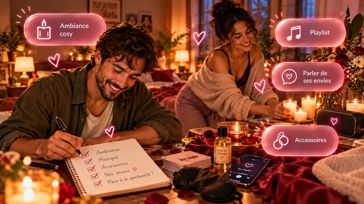 Couple préparant une soirée sexuelle romantique et sensuelle à la maison