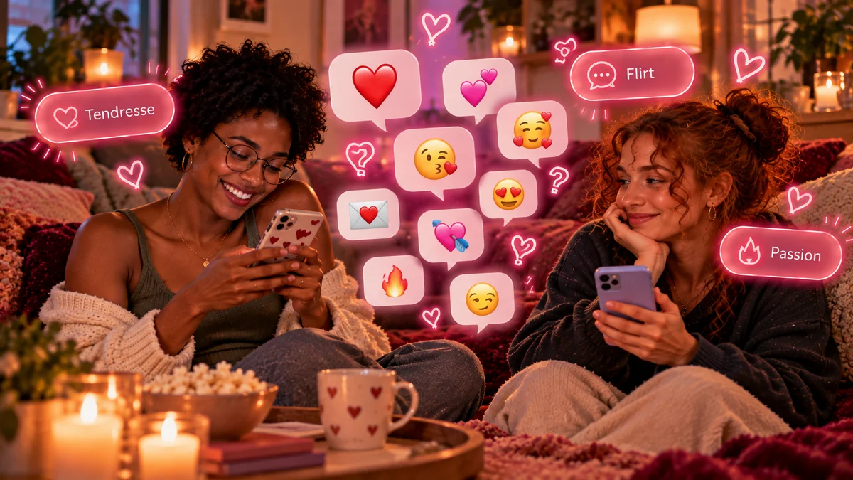 Différents émojis d’amour sur fond coloré représentant les sentiments amoureux Signification des émojis d’amour les plus utilisés